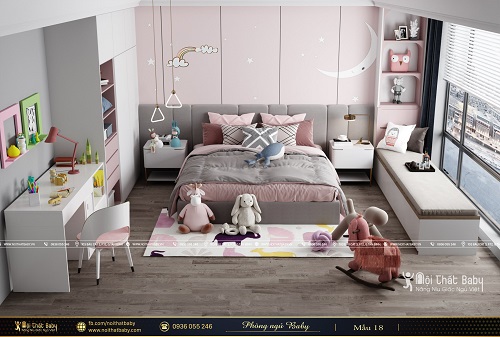 Thiết kế phòng ngủ bé gái dễ thương - BBG223